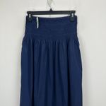Madewell Smocked Waist Poplin Midi Skirt Cotton A Line Midnight Navy XS NWT Photo 7