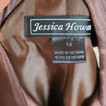Jessica Howard Vintage 90s  brown brocade pleated fit and flair dress Sz 14 Photo 7