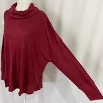 Sanctuary New  Cowl Neck Waffle Knit Tunic Top Long Sleeve Shirt Burgundy Photo 6
