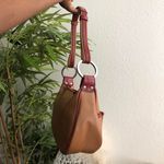 2000s Y2K Brown tan burgundy red grunge boho leather shoulder hand bag purse silver tone Photo 1