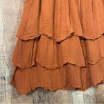 Shyanne  Rust Tiered Mini Dress L Boho Western Country Lace Embroidered Festival Photo 3