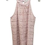 Monteau  Lace Overlay High Neck Halter Tank Top Blush Pink Women’s Size XL Photo 0