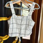 A New Day NWT Women's Tie-Front Apron Windowpane Tank Top Cream Black Size Small Photo 3