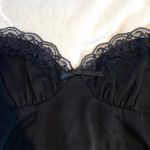 Princess Polly Old School Love Lace Trimming Satin Crop Top - Black Photo 2