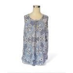 Jessica London Blue Linen Sleeveless Tunic Blouse Lace Up Detail size PLUS 16W Photo 2