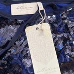 La Bellum Hilary Scott Indigo Sequin Lace Tie Neck Blouse 2x Photo 2