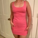PINK - Victoria's Secret  Bright Neon Pink Tank Stretch Bodycon Mini Dress Large Photo 5
