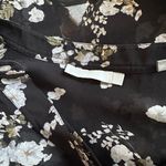 Vince Tossed Floral Print Sheer Blouse Top 100% Silk Black Long Sleeve Medium Photo 6