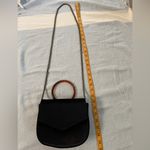 Anthropologie Anthropology Black Velvet Purse with Circle Faux Tortoise Handle/Shoulder Chain Photo 5