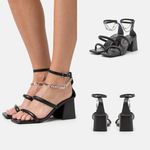 Free People  Parker Chain Heels in Black Silver Size 37.5 NWOT $138 Photo 1