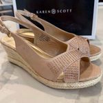 Karen Scott  Slingback Espadrille Wedge Sandals  Womens 7.5 Taupe Metallic Studs Photo 0