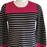 Eliza J  Dress Black Gray Pink Striped Pockets Knit Sweater Shift Dress Small Photo 3