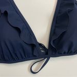 Tory Burch Bikini Swim Suit Two Piece Ruffle Logo Lightly Lined Navy Blue Gold Photo 2