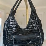 Donald J Pliner Black Woven Leather Hobo Bag Glossy Braided Handle Quiet Luxury Photo 0