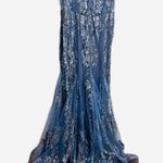 Jovani  3675 Embellished Elegant Blue Sequin Evening Gown in ink size 16 formal Photo 11