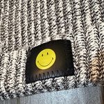 Love Your Melon  Black and Gray heathered smiley Beanie with removable Pom Photo 3