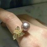 Boutique 10mm Custom Made Genuine Pearl Clover Ring Photo 6