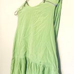 Tibi  Eco Cape Green Silk Sleeveless Crew Neckline Zippers Shift Dress Size 6 Photo 5