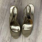 Jessica Simpson Tan Snakeskin Slingback Open Toe 5" Woodgrain Heels Size 8B/38 Photo 1