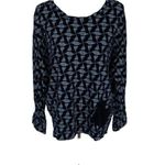 Fresh Produce  Blue Geometric Print Long Sleeve Top OS Made In USA Casual Photo 1