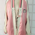 Ruyokoi paw to win satin kimono embroidered jacket size xs / small Pink Photo 0
