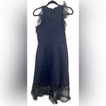 Elie Tahari  navy sheath embroidered sheer dress  midi size 4 Photo 4