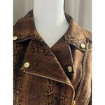 Philosophy  Jacket Womans Large Snakeskin Moto  Brown Gold Hardware‎ Faux Leather Photo 2