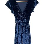 LA Hearts PacSun Dark Blue Crushed Velvet Short Sleeve Wrap Mini Dress S Photo 1
