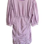 ZARA | Bloggers Favorite Lilac Purple Gingham Mini Dress Ruched Skirt | Large Photo 1