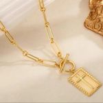Gold Cross Pendant Paperclip Chain Necklace ~NEW~ Photo 5