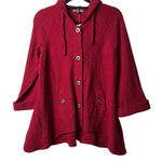 Fenn Wright Manson Womens Wool Jacket Size S Red Wool Knit Button Front Hooded Photo 0