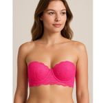 Aerie Bra Balconette Hot Pink Lace Underwire 34D No Straps GUC Photo 0