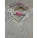 Lilly Pulitzer Lilly Pulitzer ELLAREY Coconut Fish Clip Silk Tunic Blouse Ruffle Sleeve Size S Photo 3