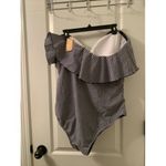 Kona Sol 1 Pc  Women Swim Bathing Suit Ruffle Blue Check Choose Your Size Photo 5