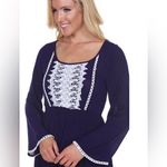 White Mark Navy Blue Anama Mini Dress with White Lace Trim Milkmaid Pin Up Girl Size M Photo 3