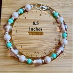 Green, Pearl, & Pale Pink Round Glass Beaded Bracelet Photo 1