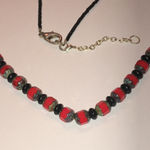 Vintage Red & Black Seed Bead Beaded Boho Necklace Photo 5