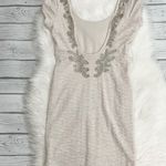 Free People  Tan / Cream Embellished Low Back Dress Photo 1