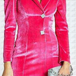 River Island  Pink Velvet Blazer tux Mini Dress Long Sleeve Diamond Buttons 6 Photo 0