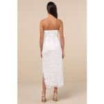 Lulus NWT  Loving Mentality White Tulle Beaded Strapless Midi Dress Bridesmaid S Photo 3