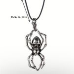 Retro Spider Pendant Domineering Personality‎ Double Skull Zinc Alloy Necklace Black Photo 5