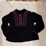 Rebecca Minkoff Womens S Black Blouse with Red and Purple Embroidery Photo 2