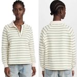 Madewell Betterterry Polo Sweatshirt Cream Green Stripe Like New Size XS Organic Photo 1