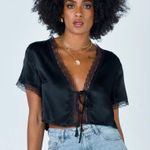 Princess Polly Vintage Tie Up Top Black Photo 1