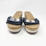 Michael Kors Black Leather Warren Platform Cork Wedge Slide Women's Size 11M Photo 3