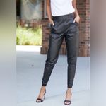 Spanx  Leather-Like Faux Leather Jogger‎ Pants Joggers in Noir Black Size Medium Photo 4