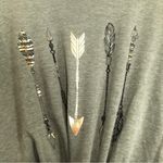 SJS Green Gold Metallic Arrows 3/4 Sleeves Knot Front Casual Tee T Photo 2