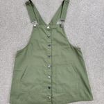 Harper Womens Overalls Dress M Olive Green Button Front Mini Pockets DLBST25 Photo 0