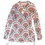 Lily Cat Rash Guard Swim Coverup SPF 50 Women Small Boho Ruched Long Sleeve NWT Pink Photo 0