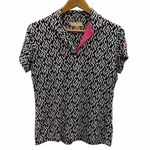 Sport Haley Geometric Print Golf Polo Shirt Black White Pink Womens Medium Photo 6